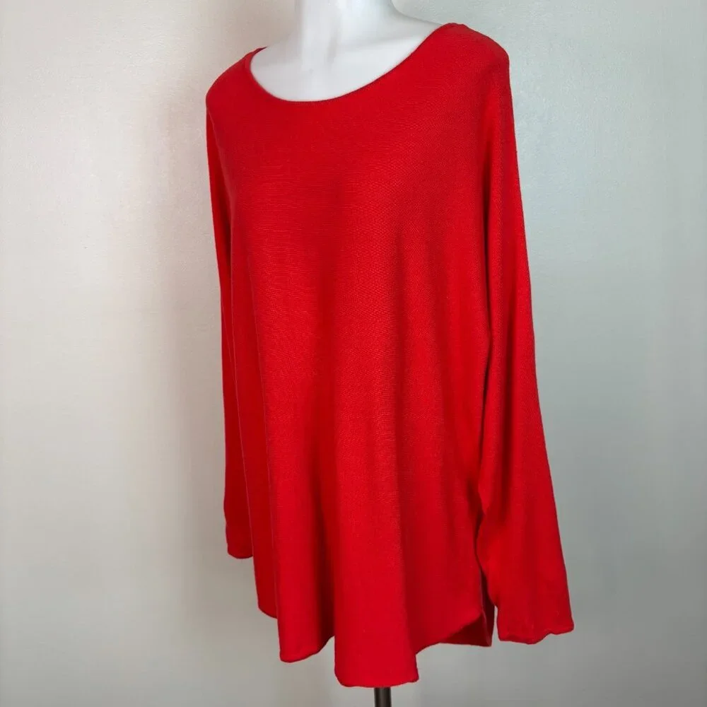 Michael Michael Kors Sweater XL‎ Bright Red Lightweight Pullover Cotton Blend